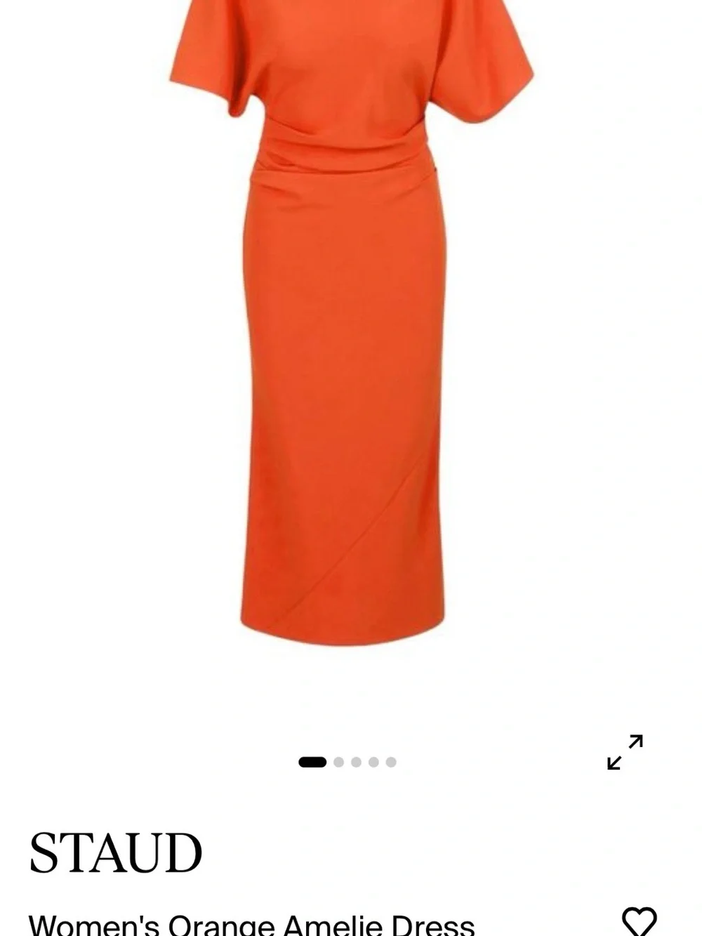 STAUD Bold Orange Maxi Dress with Subtle Draping
